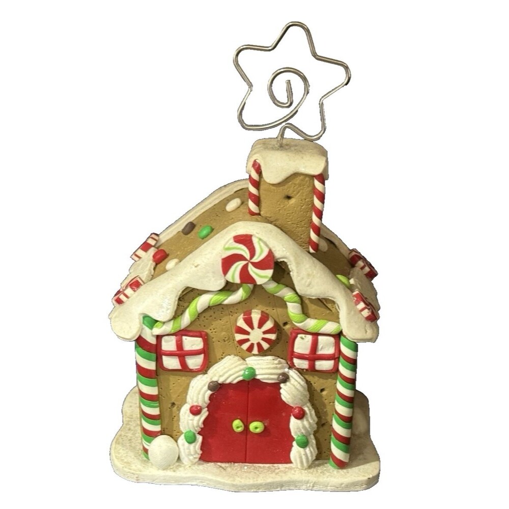 Vintage Colorful Snow Covered Gingerbread House Resin Christmas Tree Ornament 3D